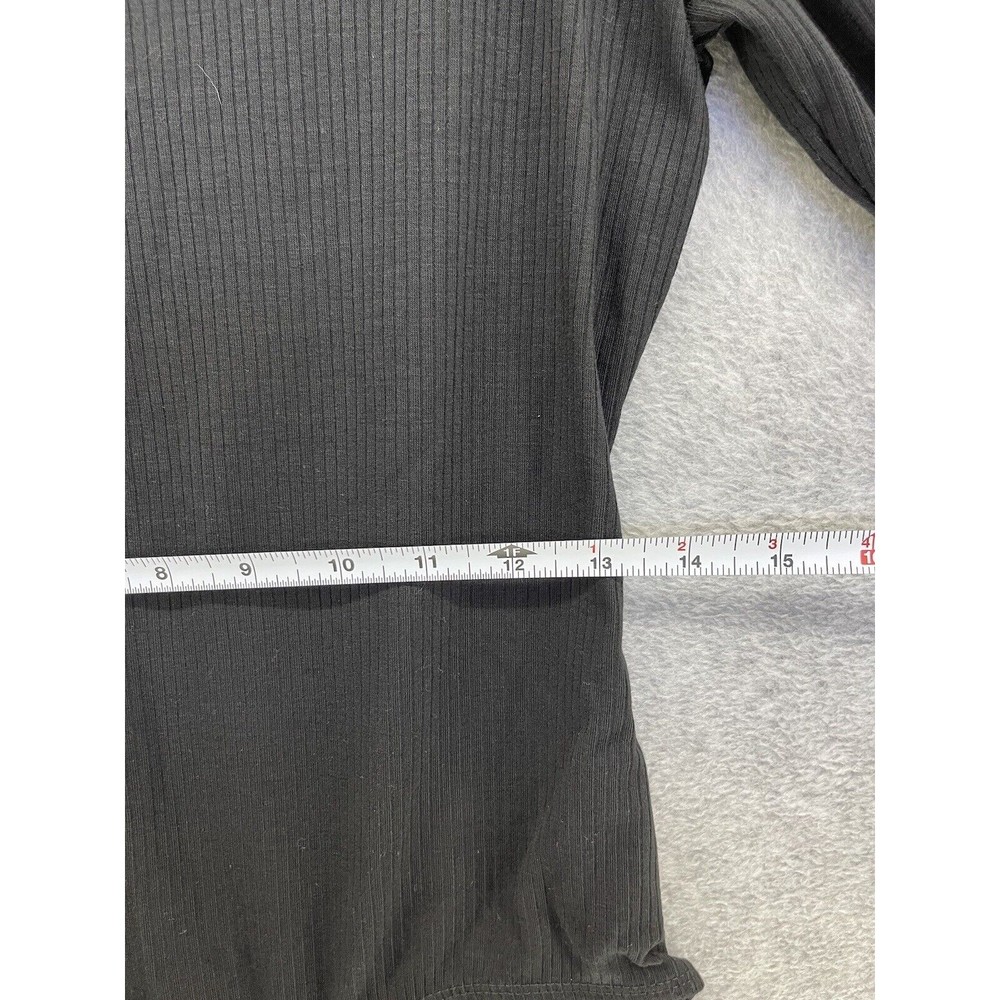 NY Collection Women's Bodysuit Ribbed 3/4 Sleeve Solid Black Medium - Picture 8 of 13